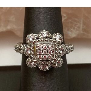 JUDITH RIPKA STERLING SILVER CLEAR CZ CROSS RING SIZE 7
